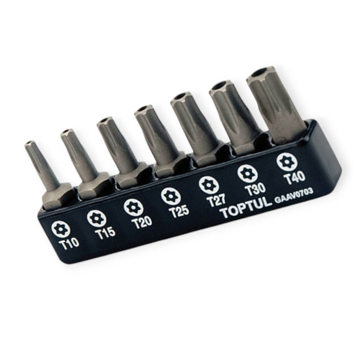 Набір біт 1/4" 6 променів TORX 7 шт T 10, 15, 20, 25, 27, 30, 40 мм, 25мм з відп. (планка) Мукачево - фото 1