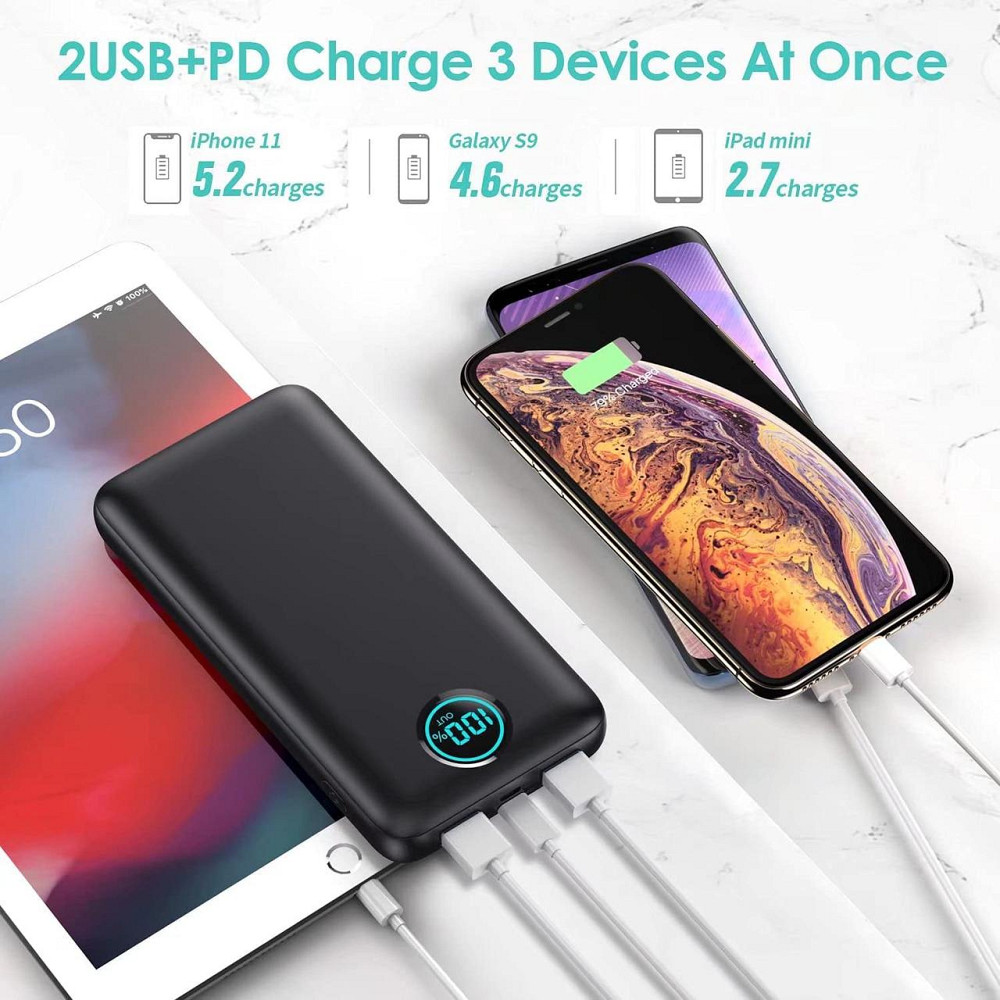 Уцінка Павербанк Power Bank 30800 мАг, 25 Вт, PD QC4.0 — Швидка зарядка, 3 виходи, РК-дисплей Київ - фото 7