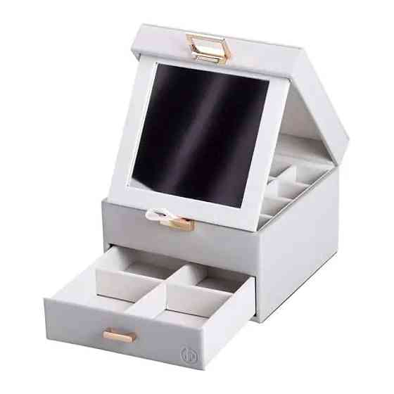 Скринька для прикрас з еко шкіри 2 яруси органайзер для ювелірних виробів HP-5-2G Київ