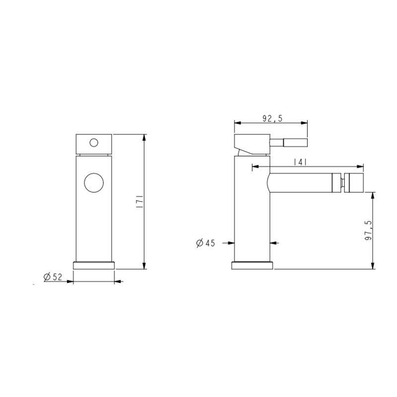 Змішувач для біде Lidz Aria 001AF (k35) LDARI001AFNKS46096 Nickel сатин Київ - фото 2