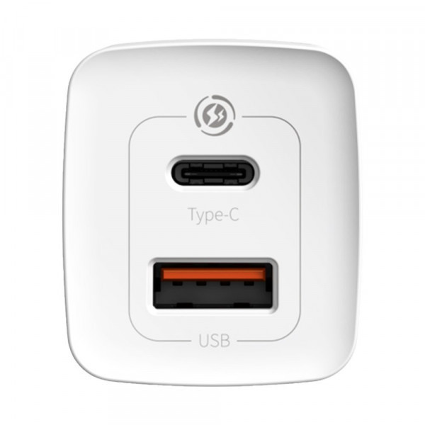 Зарядний пристрій 2xUSB 65W GaN (USB-C+USB-A) Білий Baseus (CCGAN2L-B02) Київ - фото 4