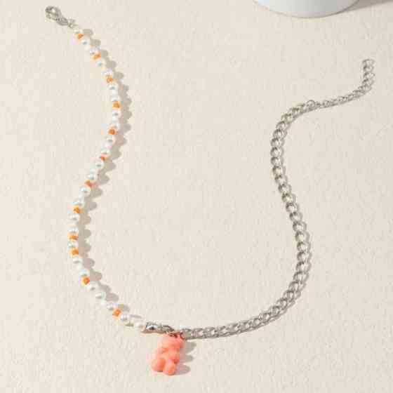 Бусы с мишками оранжевые - длина 40см, (ругелируется), пластик Киев