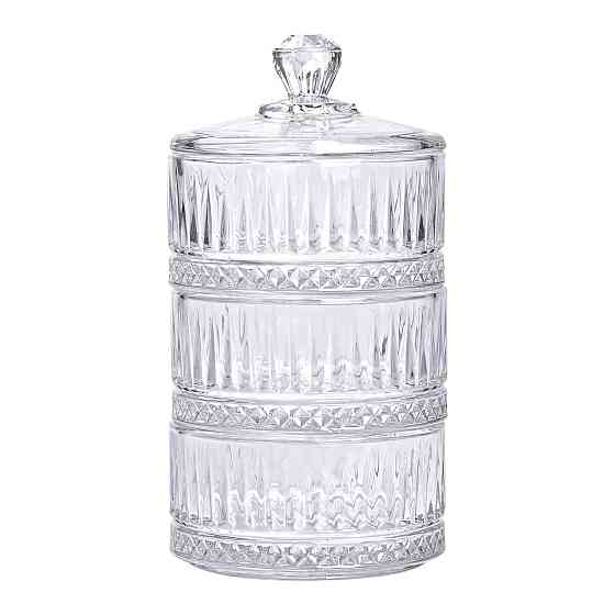 Yiwu Цукерниця триярусна скляна з кришкою Ø 10 см HP-YH-16 Київ