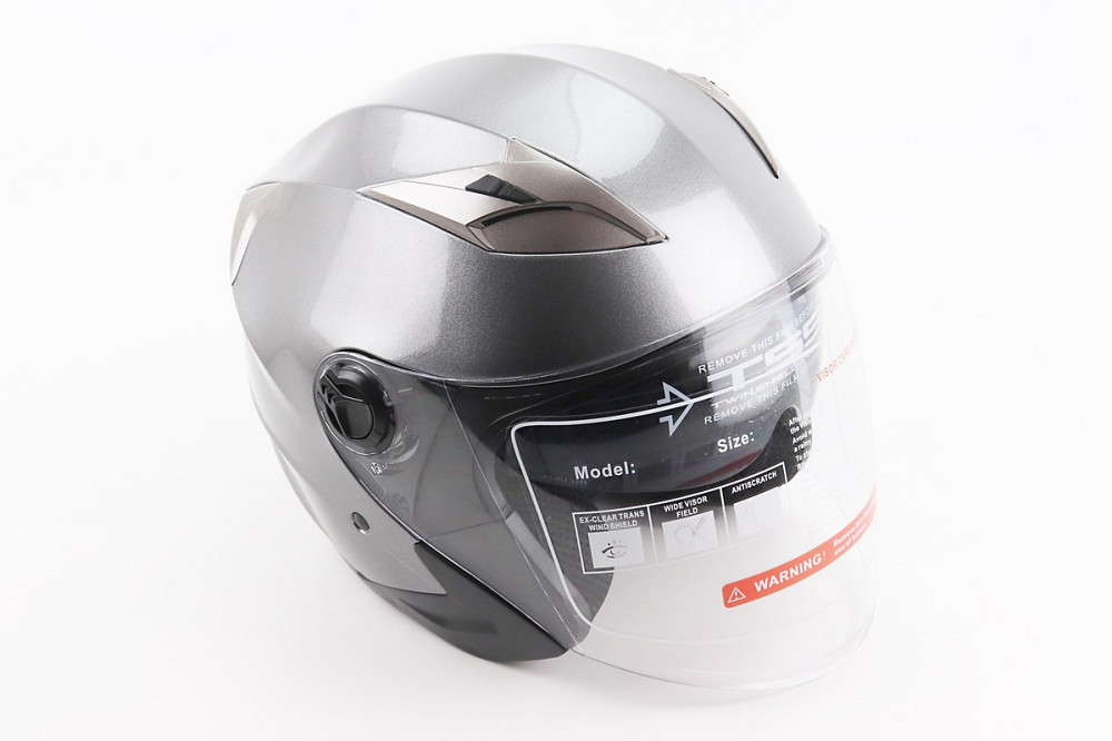 Шолом відкритий+відкидні окуляри BLD-708 S (55-56см), СІРИЙ глянець Киев - изображение 1