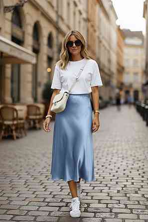 Женская юбка шелковая Голубой 46/48 Харьков