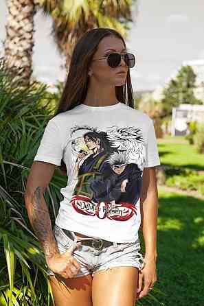 Футболка для хлопчика з аніме принтом Магічна битва оверсайз (зріст від 165 до 180) Чорний AnimeJ0850m Дніпро