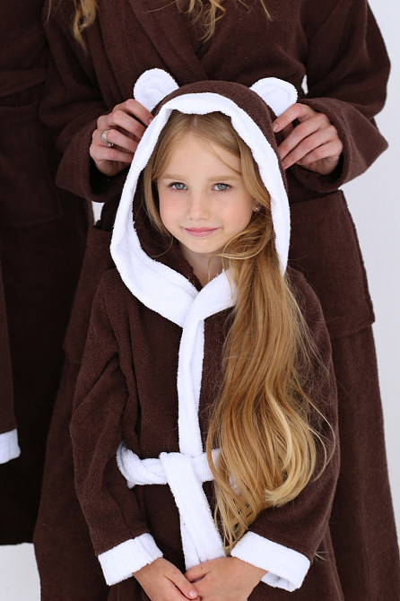 Халат дитячий Ideal Textile махровий з капюшоном коричневий (56860472) Чернівці - фото 3