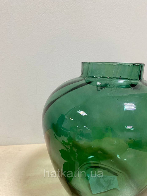 Ваза скляна 16*16*17 см "Амфора" зелене товсте скло Київ - фото 2