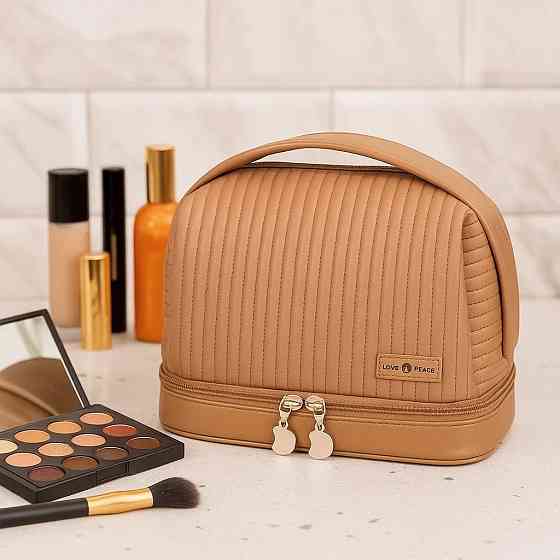 Косметичка для пренадлежностей из искусственной кожи для макияжа,коричневая Каменец-Подольский