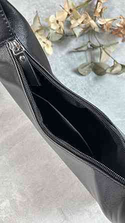 Женская кожаная сумочка, Стильная сумка из натуральной кожи, Маленькая черная сумка на плечеMasterSem Киев