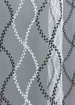 Тюль VR-Textil 1839т Фатин с вышивкой Белый с черным 300х270 см (40-194) Киев