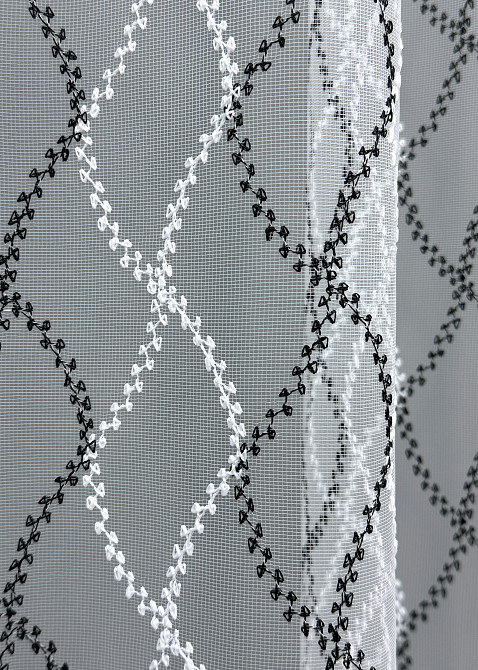 Тюль VR-Textil 1839т Фатин с вышивкой Белый с черным 300х270 см (40-194) Киев - изображение 6