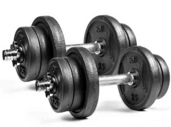 Набір 130 кг Штанга + W-подібний гриф + Гантелі розбірні Гантелі, гирі, штанги та диски металеві диски Київ