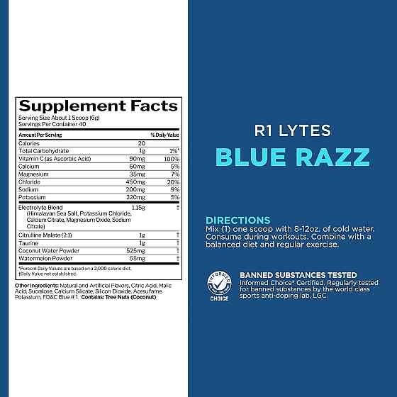 Суміш електролітів Rule One Lytes 6 г, Blue Razz Луцьк