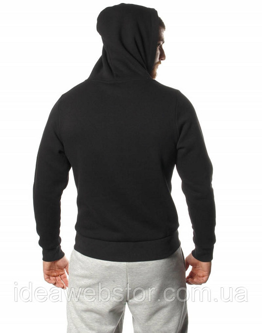 Толстовка чоловіча Leone Fleece Black L чорна спортивна кофта з капюшоном 100% бавовна для тренувань спорту та повсякденного носін Київ - фото 7