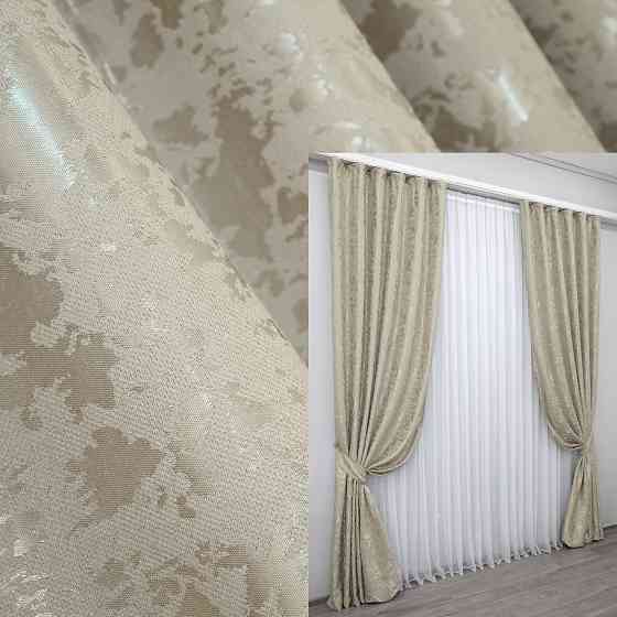 Комплект готовых штор VR-Textil Лен мрамор Pavliani ХО № 1272ш Теплый бежевый 150х280 см 2 шт (33-0101) Киев