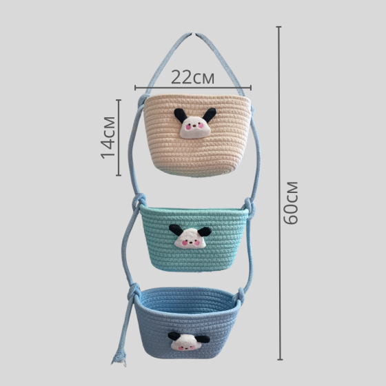 Навісний органайзер для дітей | Плетений кошик для зберігання іграшок, аксесуарів в дитячу кімнату, Почакко Кам'янець-Подільський