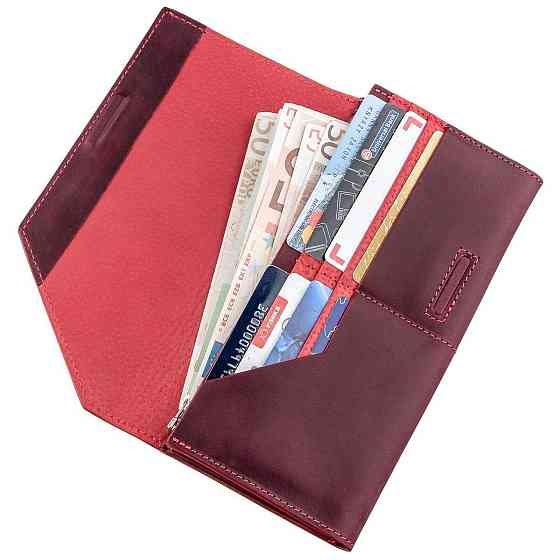 Шкіряний клатч жіночий на магніті GRANDE PELLE 11217 Бордовий Київ