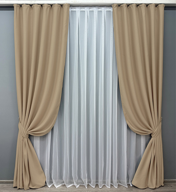 Комплект готовых штор VR-Textil Bagema Rvs № 1240ш Бежевый 100х270 см 2 шт (31-480) Киев - изображение 2