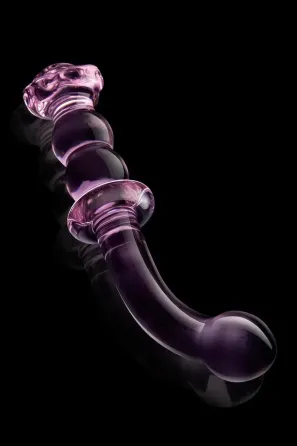 Изогнутый стеклянный розовый фаллоимитатор для точки G Dream Toys Glaze Glass с бутоном Sex Aura Киев