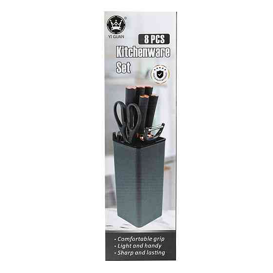 TS Kitchen Набір кухонних ножів 5 штук з ножицями та овочечисткою 33/23.5/24.5/19.5 см Чорний Коломия