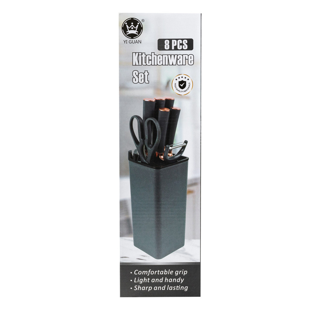 TS Kitchen Набір кухонних ножів 5 штук з ножицями та овочечисткою 33/23.5/24.5/19.5 см Чорний Коломыя - изображение 6