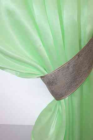 Кухонні штори VR-Textil № 073к з ламбрекеном і підхватами салатовий з кавово-сірим 275х170 см ( 52-0268) Київ