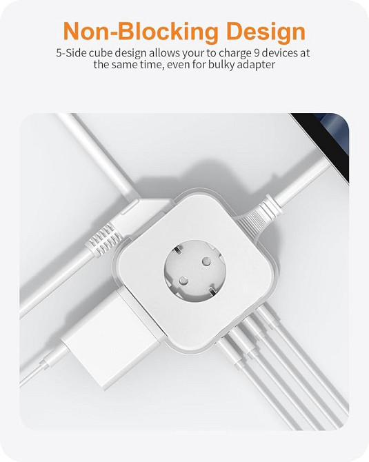 Мережевий розгалужувач-куб ANVODE QF520-CU (із USB-A та USB-C портами) Луцьк - фото 3