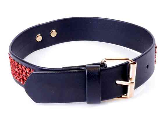 Ошейник из искуственной кожи с кристаллами Fetish Boss Series - Collar with crystals Red, BS3300110 Sex Aura Киев