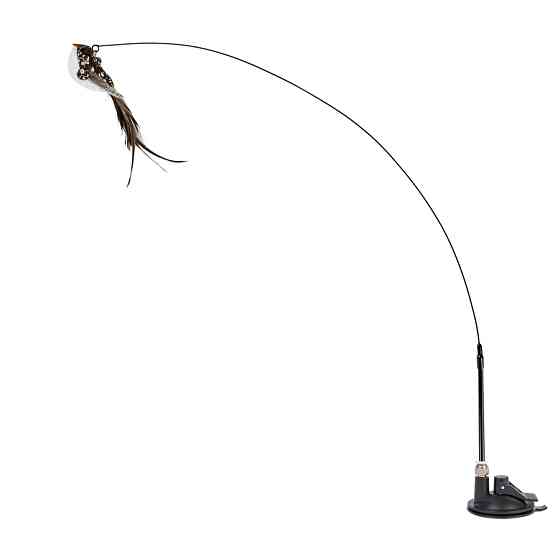 Іграшка для котів WAUCAT Fun Teaser дражнилка на присосці з пташкою, білий, пластик, силікон, п Коломыя