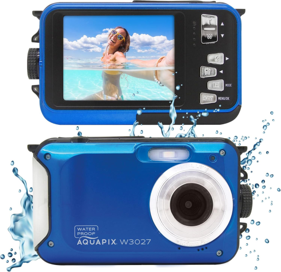 Цифрова підводна камера Easypix Aquapix W3027-M Wave Marine Blue водонепроникний компактний фотоапарат (синій) Київ