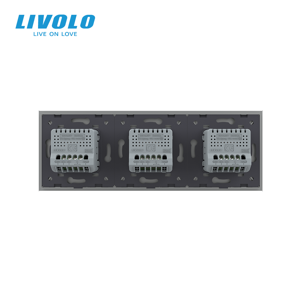 LIVOLO Сенсорний прохідний/перехресний вимикач 6 сенсорів (2-2-2) LIVOLO сірий матове скло Коломия - фото 4