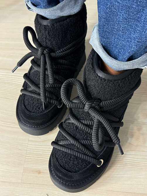 Угги женские Hengji 52-1 замшевые сноубутсы с мехом тедди на высокой подошве черные, 38, 24 см Киев - изображение 17