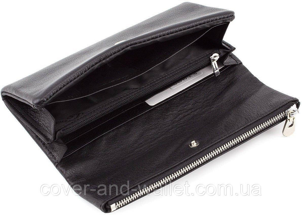 Модный женский длинный кожаный кошелек черного цвета ST Leather 269 Киев - изображение 3
