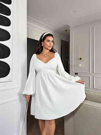 Женское романтическое платье батал с декольте плотная костюмка Белый, 54/56 Одесса