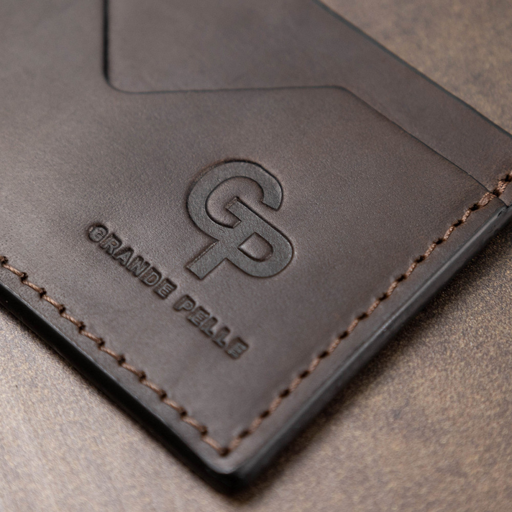 Кожаный матовый картхолдер GRANDE PELLE 11526 Коричневый Киев - изображение 2