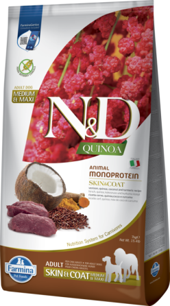 Фарміна дог сухий N&D QUINOA DOG SKIN & COAT, VENISON & COCONUT ADULT MEDIUM & MAXI з олениною та кокосом7 kg 41982 Київ