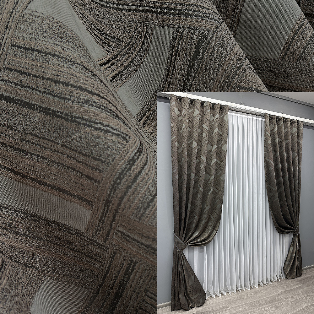 Комплект готовых штор VR-Textil Жаккард Mystery № 1626ш Капучино 150х290 см 2 шт (33-0549) Киев - изображение 1