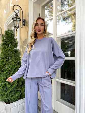 Жіночий стильний повсякденний костюм турецький двонитка Світло-сірий Одеса