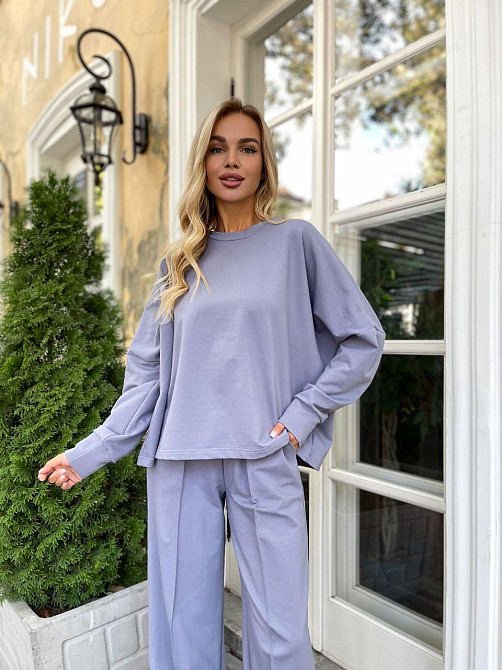 Жіночий стильний повсякденний костюм турецький двонитка Світло-сірий Одеса - фото 4