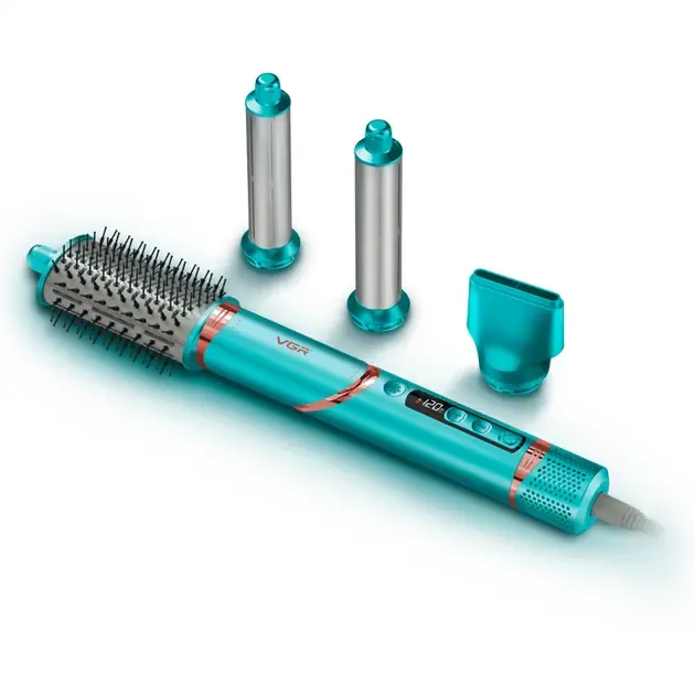 зеленый Фен стайлер VGR V 474 4 в 1 фен для волос 4 насадки 1400 Вт быстрая сушка укладка объем выпрямления завивка защита от перегрева профессиональн Коломыя - изображение 1