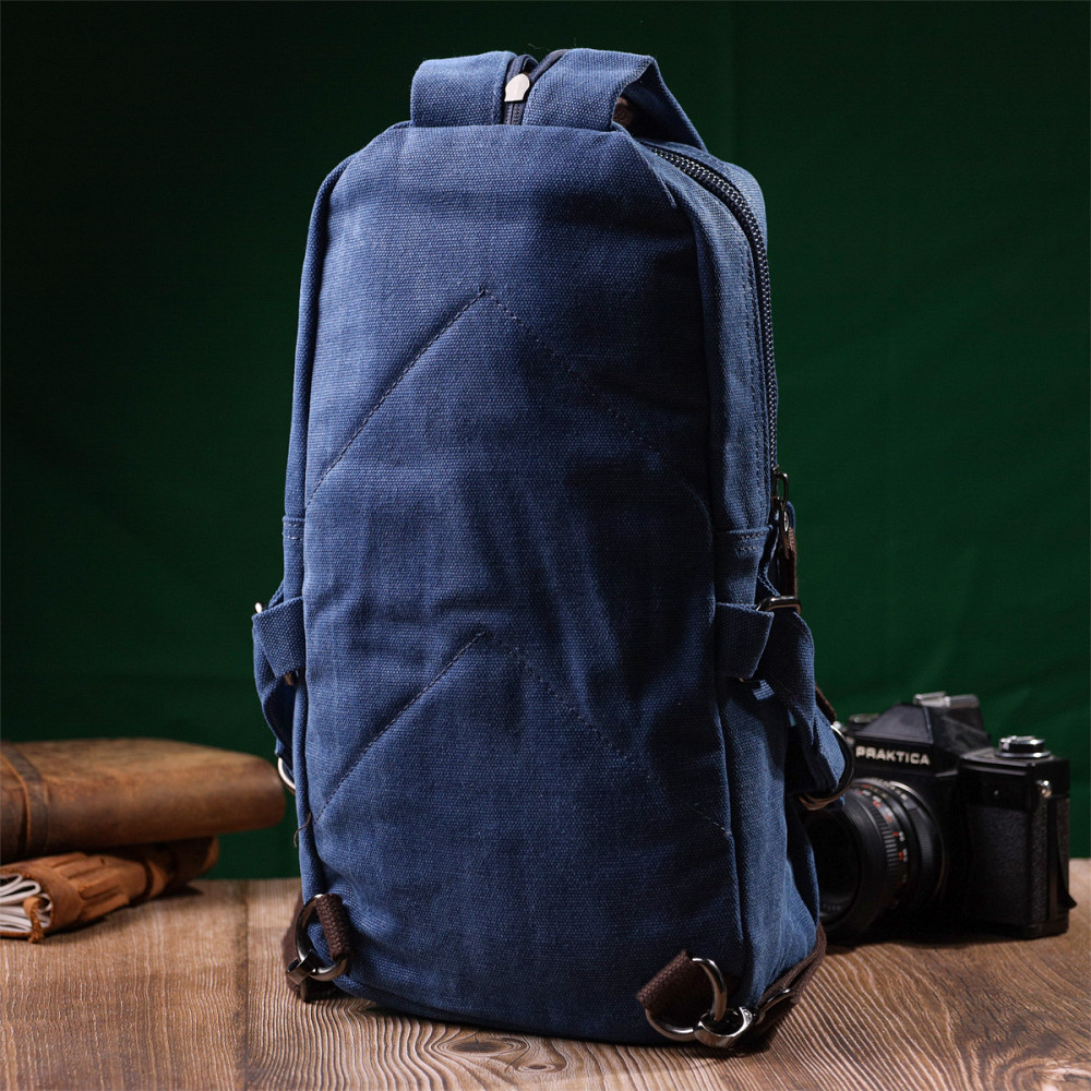 Функціональний текстильний рюкзак у стилі мілітарі Vintagе 22181 Синій Київ - фото 10