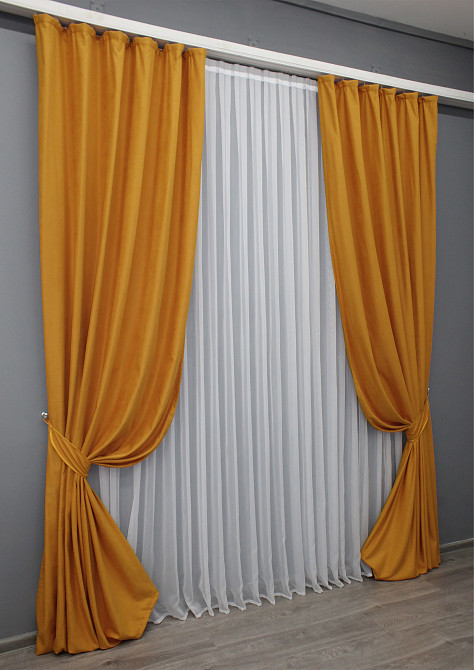 Шторная ткань нубук однотонный, Турция, цвет янтарный 1511ш Киев - изображение 3