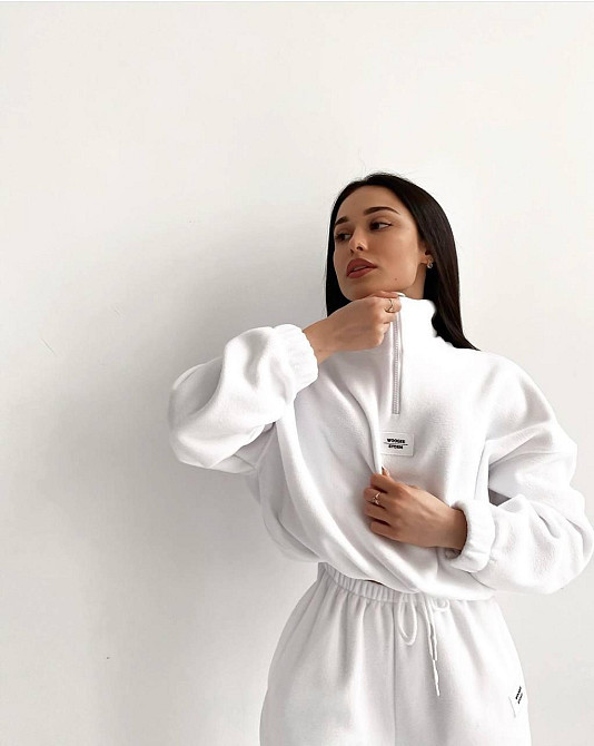 Жіночий теплий прогулянковий костюм двійка з двостороннього щільного флісу Білий, 44/46 Одеса - фото 4