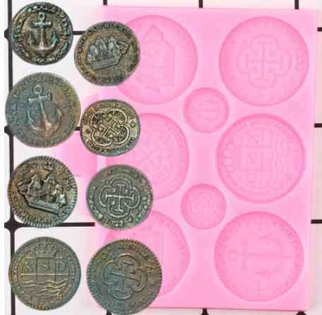 Молд силиконовый Монеты 103 на 90 мм розовый Киев