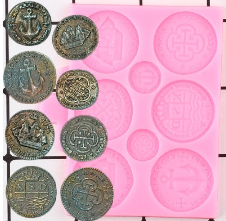 Молд силиконовый Монеты 103 на 90 мм розовый Киев - изображение 1