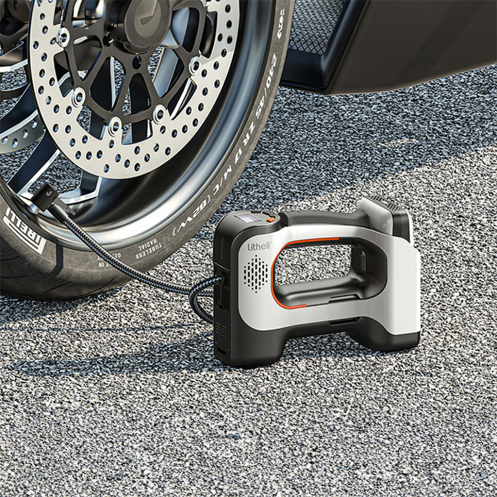 Акумуляторний компресор Litheli з ліхтарем, живлення від павербанку (УМБ Litheli Power Bank 20000 mAh, 45 W, 2А в комплекті) Киев - изображение 5