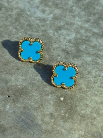Van Cleef набір - сережки, підвіска, браслет, кільце / блакитна емаль / лимонне золото AU 750 Одеса