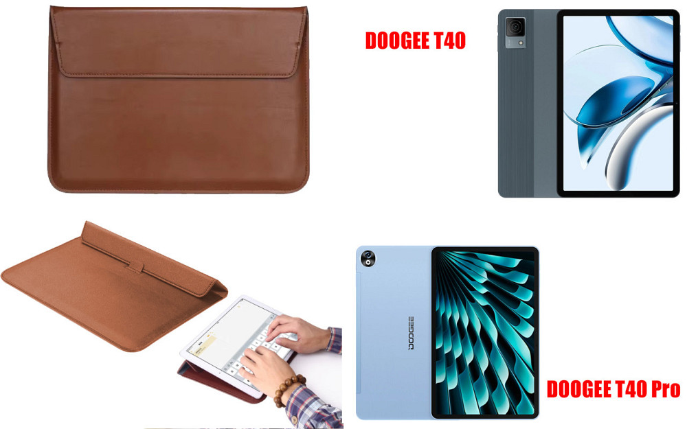 Чохол-конверт VitoCase для Doogee T40, з функцією підставки для планшета Чорний Коричневий Київ - фото 1