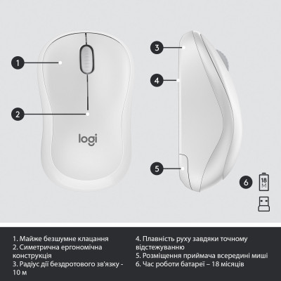 Комплект Logitech MK295 Silent UA Off-White (920-009824) Вінниця - фото 7